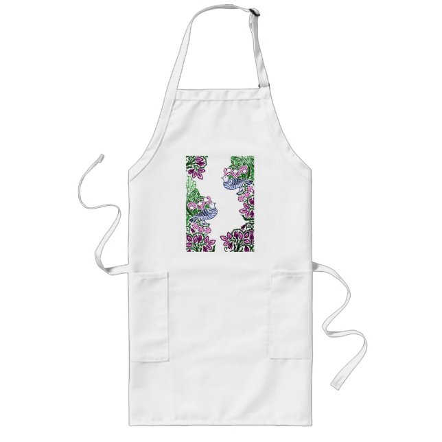 Folk Art Birds Blume Acorns Lange Schürze (Vorne)