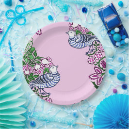 Folk Art Birds Blume Acorns Pappteller