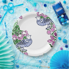 Folk Art Birds Blume Acorns Pappteller