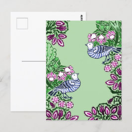 Folk Art Birds Blume Acorns Postkarte