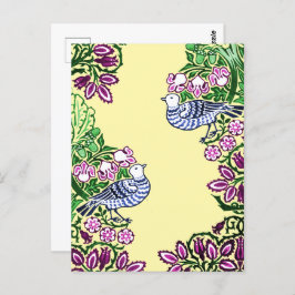 Folk Art Birds Blume Acorns Postkarte