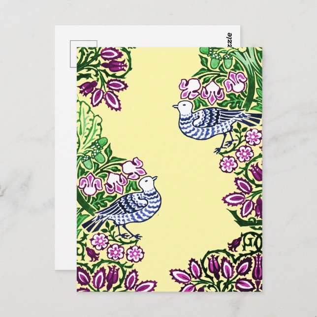 Folk Art Birds Blume Acorns Postkarte (Vorne/Hinten)