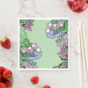Folk Art Birds Blume Acorns Serviette