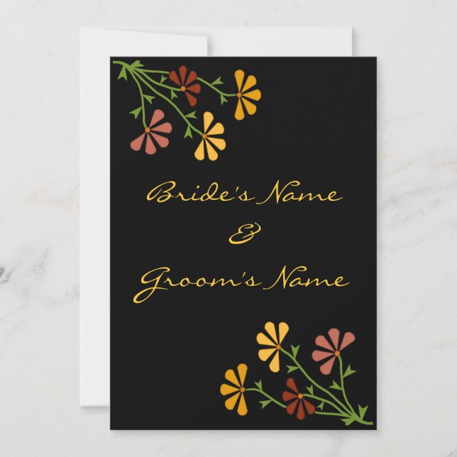 Folk Art Blume Hochzeit Einladung (Vorderseite)