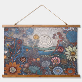Folk Art Blume Landschaft Wand hängen Wandteppich Mit Holzrahmen