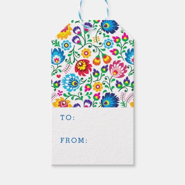 Folk Art Blume Muster 2 Geschenkanhänger (Vorderseite)