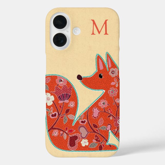 Folk Art Blume Muster Fox Personalisiert Case-Mate iPhone Hülle (Rückseite)
