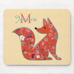 Folk Art Blume Muster Fox Personalisiert Mousepad