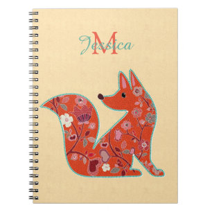 Folk Art Blume Muster Fox Personalisiert Notizblock