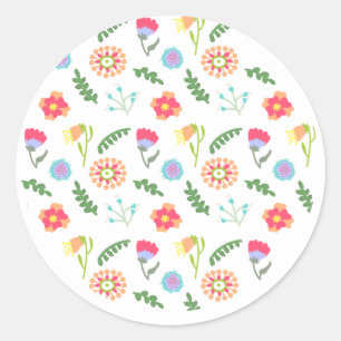 Folk Art Blume Runder Aufkleber