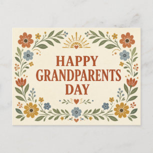 Folk-Art-Blumen-Oma- und Opa-Tag-Grußkarte Postkarte