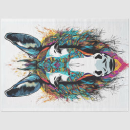 Folk Art Bright Colors Donkey Decoupage Seidenpapier