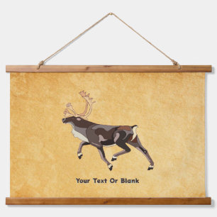 Folk Art Caribbean/Reindeer Wandteppich Mit Holzrahmen
