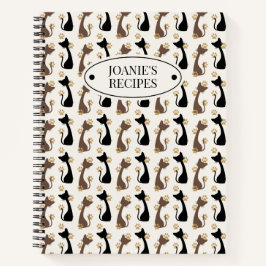 Folk Art Cat Pattern | Farmhouse Kitchen Recipe Notizbuch