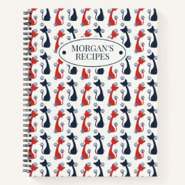 Folk Art Cat Pattern | Farmhouse Kitchen Recipe Notizbuch