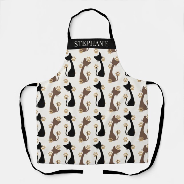 Folk Art Cat Pattern | Farmhouse Kitchen Schürze (Vorderseite)