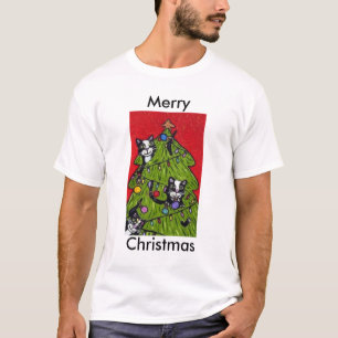 Folk Art Cats Weihnachtsbaum T-Shirt