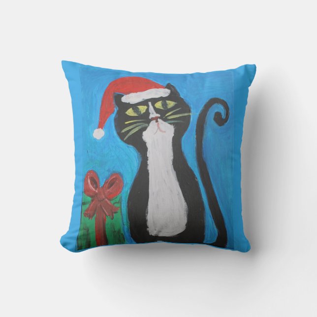 Folk Art Christmas Cat Kissen (Vorderseite)