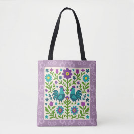 Folk Art Cockerel Tote Bag