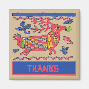 Folk Art Deer, Danke, bearbeiten Sie Text Magnet