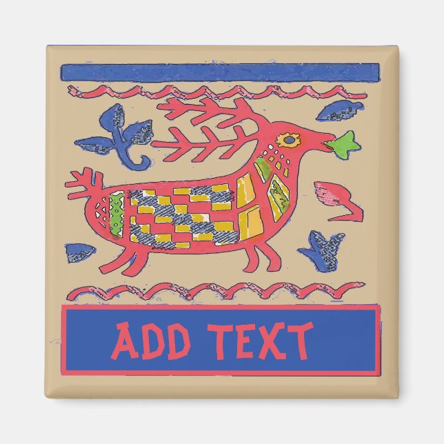 Folk Art Deer, Danke, bearbeiten Sie Text Magnet (Vorne)