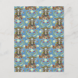 FOLK ART DEIN IM HERBLICHEN WALD, VOD NEST & MOON POSTKARTE