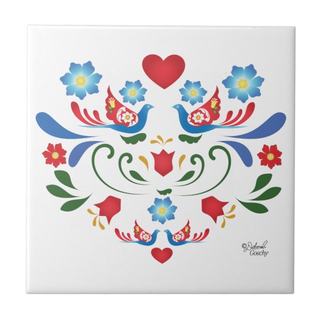 Folk Art Design Keramik Tile Fliese (Vorderseite)