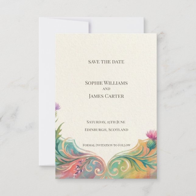 Folk Art Distel Save-the-Date-Karte Save The Date (Vorderseite)
