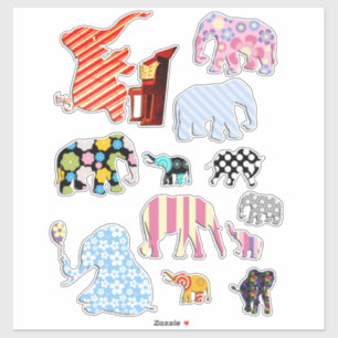 Folk Art Elephants Aufkleber