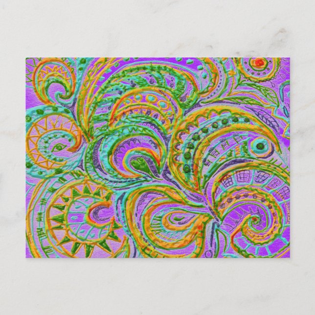 Folk Art Fantasy Pattern Postkarte (Vorderseite)