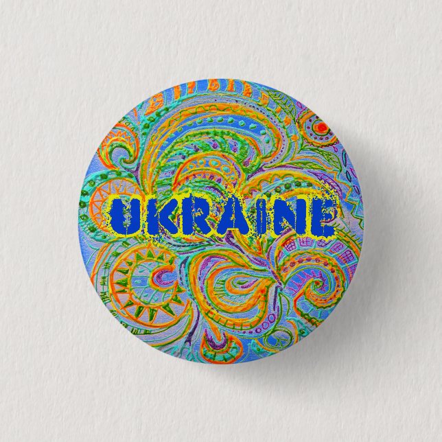 Folk Art Fantasy Pattern Ukraine Schlüsselanhänger Button (Vorderseite)