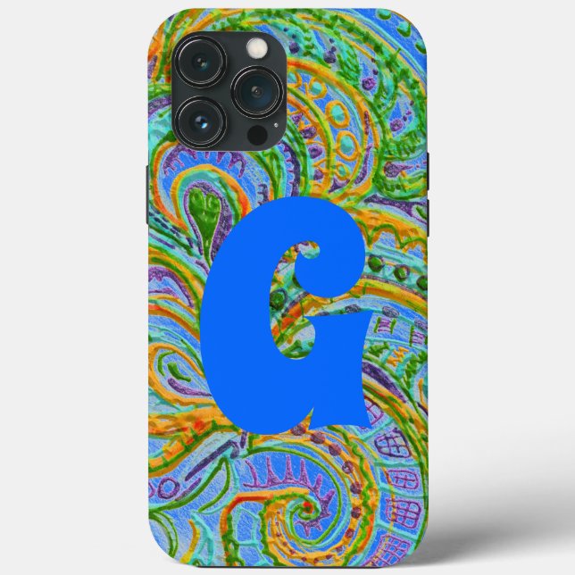 Folk Art Fantasy Pattern und Monogram Case-Mate iPhone Hülle (Rückseite)