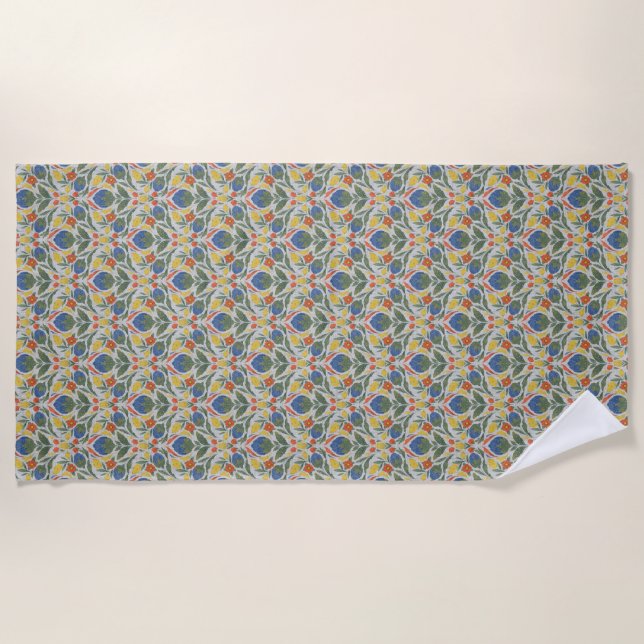 Folk Art Floral Beach Wrap Strandtuch (Vorderseite)