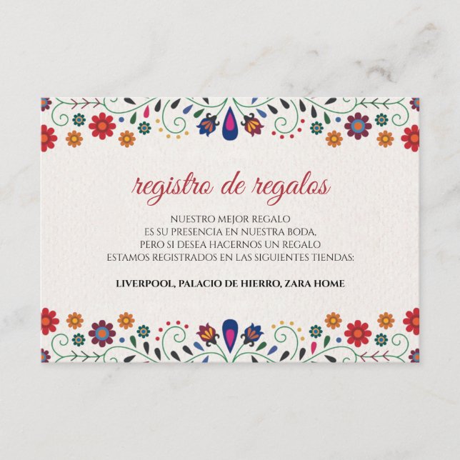 Folk Art Floral Botanical Fiesta Spanish Wedding Begleitkarte (Vorderseite)