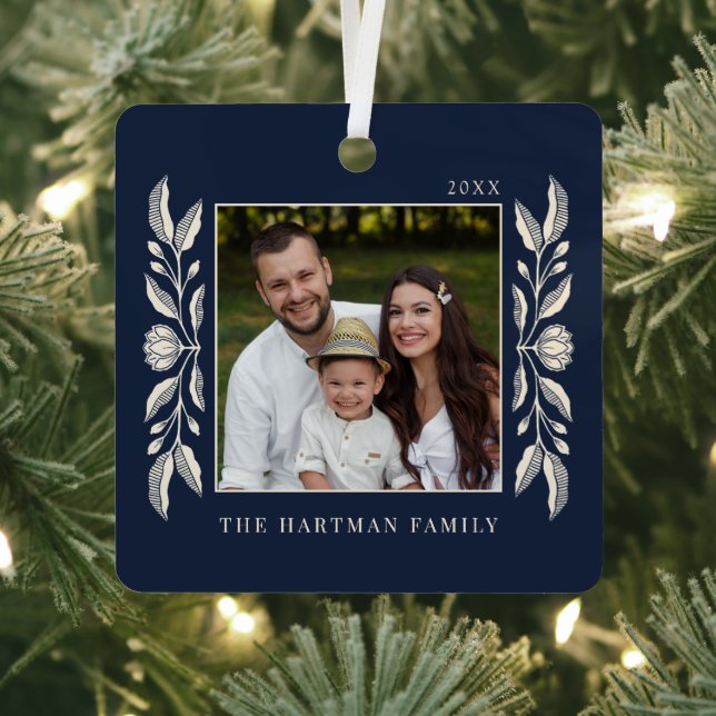 Folk Art Floral Foto Weihnachten Ornament Aus Metall (InSitu)