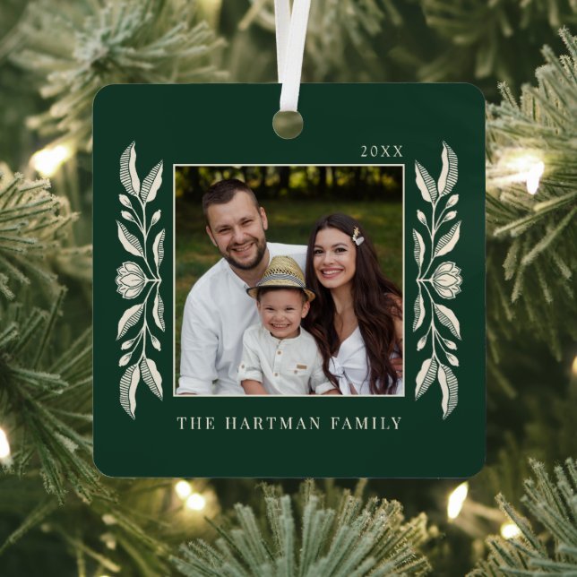 Folk Art Floral Foto Weihnachten Ornament Aus Metall (InSitu)