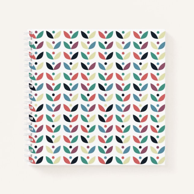 Folk Art Floral Geometric Muster Notizbuch (Vorderseite)