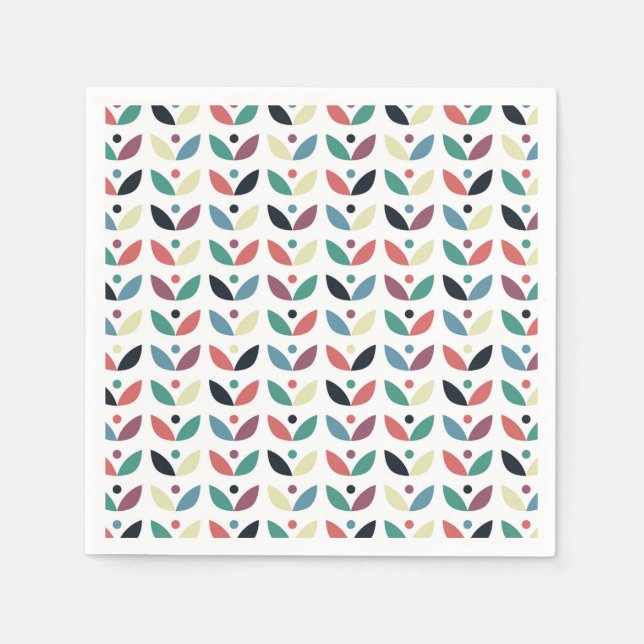 Folk Art Floral Geometric Muster Serviette (Vorderseite)