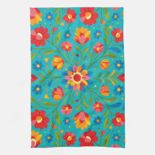 Folk art floral  geschirrtuch (Vertikal)