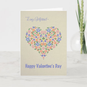 Folk Art Floral Heart Valentine's Card, Freundin Feiertagskarte