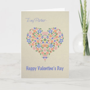 Folk Art Floral Heart Valentine's Card für Partner Feiertagskarte