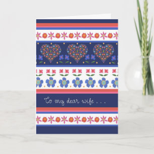 Folk Art Floral Hearts Geburtstagskarte für Ehefra Karte