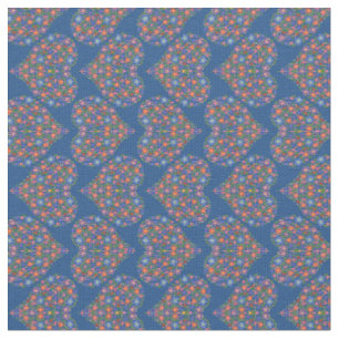 Folk Art Floral Hearts on Royal Blue Custom Fabric Stoff