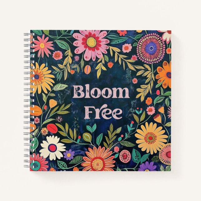 Folk Art Floral Journal - Bloom Free - Geschenk Notizbuch (Vorderseite)