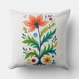 Folk Art Floral Tree Botanical Boho Cottagecore Kissen