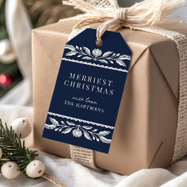 Folk Art Floral Weihnachtsstadt Name Geschenkanhänger