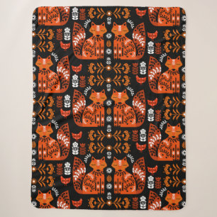 Folk Art Fox und Hen Sherpadecke