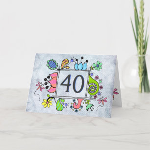 Folk Art Frame 40 40. Geburtstagskarte Karte