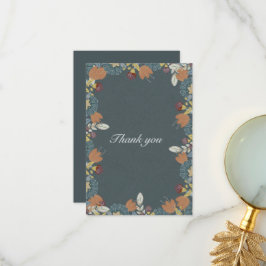 Folk Art Frame in Blue Brown Tan Dankeskarte