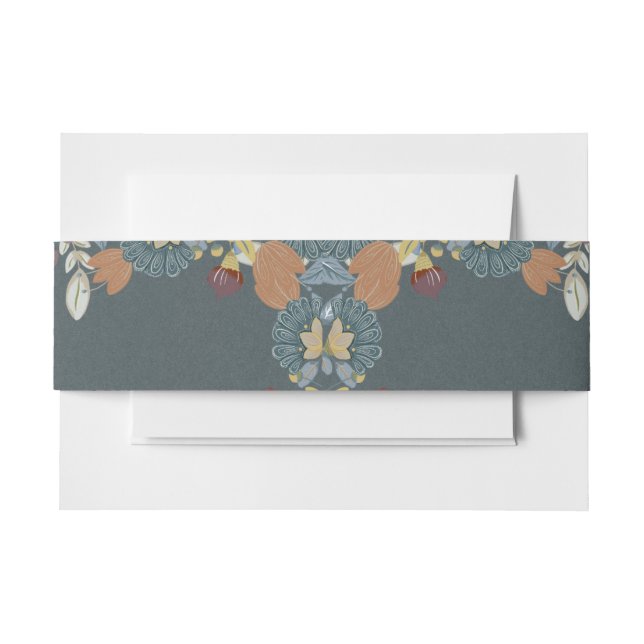 Folk Art Frame in Blue Brown Tan Einladungsbanderole (Vorderseite Beispiel)